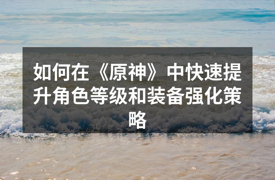 角色提升与装备强化的攻略